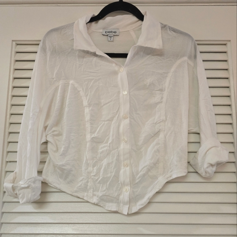 Bebe - White Classic Lightweight Button Top